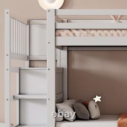 Lit superposé pour enfants Triple Sleeper en bois avec lit gigogne et commode