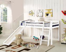 Lit superposé pour enfants avec cabane, toboggan et échelle en bois et choix de matelas