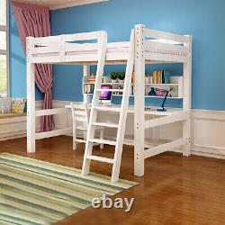 Lit superposé pour enfants en pin de 3 pieds cadre de lit simple et échelle de cabane mezzanine milieu de couchage uk