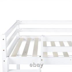 Lit superposé simple en bois avec échelle et cadre de lit surélevé