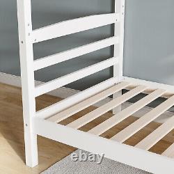Lit superposé simple en bois de pin massif pour enfants 3ft cadre de lit blanc