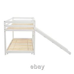 Lit superposé simple en bois pour enfants de 3 pieds avec toboggan et échelle, lit cabine blanc