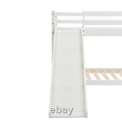 Lit superposé simple en bois pour enfants de 3 pieds avec toboggan et échelle, lit cabine blanc