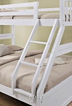Lit superposé solide en chêne et blanc avec tiroir - Nouveau triple lit somptueux