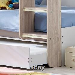 Lit superposé taupe, lit superposé en bois Mars taupe avec tiroir-lit, 3ft
