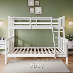 Lit superposé triple blanc 3ft simple 4ft6 double en bois de pin massif cadre de lit pour enfants