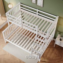 Lit superposé triple blanc 3ft simple 4ft6 double en bois de pin massif cadre de lit pour enfants