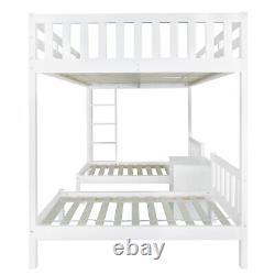 Lit superposé triple en bois de pin pour enfants avec cadre de lit double 4ft6 en blanc avec lit de 70x140 cm