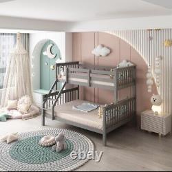 Lit superposé triple en bois gris pour chambre d'enfants, meuble de chambre à coucher, lit pour enfants 3FTSimple 4FT6
