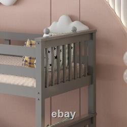 Lit superposé triple en bois gris pour chambre d'enfants, meuble de chambre à coucher, lit pour enfants 3FTSimple 4FT6
