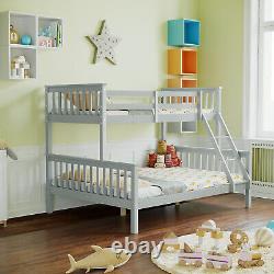Lit superposé triple en bois pour chambre d'enfants, meubles pour enfants, lit double 4FT6 et lit simple 3FT.