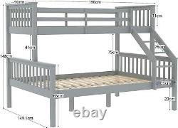 Lit superposé triple en bois pour chambre d'enfants, meubles pour enfants, lit double 4FT6 et lit simple 3FT.