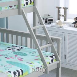Lit superposé triple en pin massif avec lit simple, double, pour enfants, amovible.