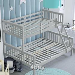 Lit superposé triple en pin massif avec lit simple, double, pour enfants, amovible.