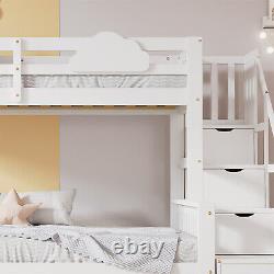 Lit superposé triple en pin pour enfants avec cadre de lit en bois double et simple 4FT6 3FT