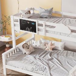 Lit superposé triple en pin pour enfants avec cadre de lit en bois double et simple 4FT6 3FT