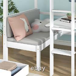 Lits superposés MULTIFONCTION Lit enfant 3ft Cadre de lit avec rangement en bois avec bureau et chaises