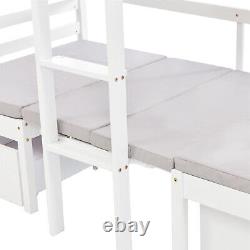 Lits superposés MULTIFONCTION Lit enfant 3ft Cadre de lit avec rangement en bois avec bureau et chaises