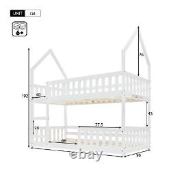 Lits superposés doubles en bois massif pour enfants de 3 pieds cadre de lit simple Blanc