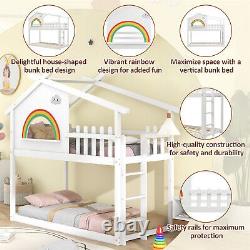 Lits superposés doubles en pin massif pour enfants cadre de lit en bois blanc de 3 pieds.