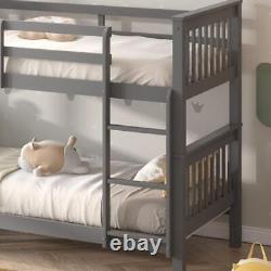 Lits superposés doubles et triples en bois à deux et trois niveaux de couchage, pin, blanc/gris