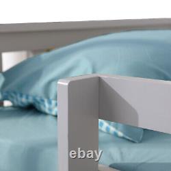 Lits superposés doubles pour enfants, cadre de lit en bois de pin simple de 3 pieds avec matelas