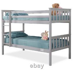 Lits superposés doubles pour enfants, cadre de lit en bois de pin simple de 3 pieds avec matelas