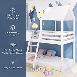 Lits superposés en bois 3FT Lit cabane loft pour enfants Lit mi-hauteur 90x190 Blanc