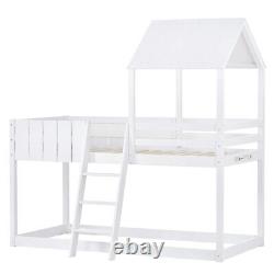 Lits superposés en bois 3FT Lit mezzanine cabane pour enfants Lit mi-hauteur 90x190 Blanc