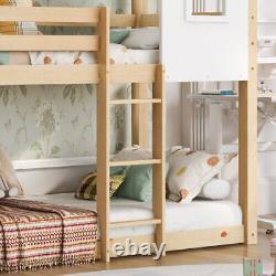 Lits superposés en bois de pin 3FT Double cadre en bois pour enfants avec couchage élevé et baldaquin pour enfants.