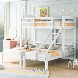 Lits superposés en bois de pin massif 90x200 90x190 à triple couchage avec échelle de 3 pieds - Cadre de lit pour enfants