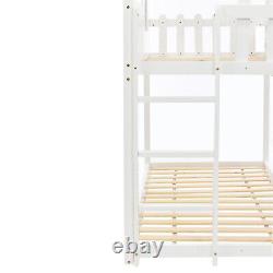 Lits superposés en bois double pour enfants, cadre de lit en bois de pin massif blanc de 3 pieds