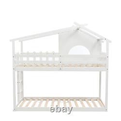 Lits superposés en bois double pour enfants, cadre de lit en bois de pin massif blanc de 3 pieds