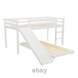 Lits superposés en bois pour enfants avec toboggan échelle lit cabine 3FT simple blanc