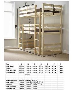 Lits superposés en pin massif robuste Strictly Beds and Bunks Fusion 3ft Simple (EB70)