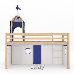 Lits superposés pour enfants avec échelle Mi-hauteur Cadre de lit en bois de pin Lit cabane