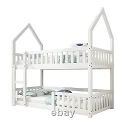 Lits superposés pour enfants en bois, lit simple, lit cabane en bois de pin, cadre de lit blanc
