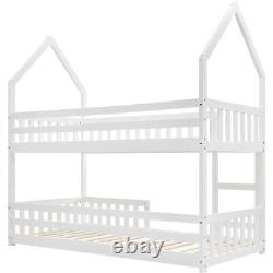 Lits superposés pour enfants en bois, lit simple, lit cabane en bois de pin, cadre de lit blanc