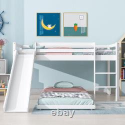 Lits superposés pour enfants en pin massif 3FT Cadre de lit de cabine simple avec mezzanine et toboggan NS