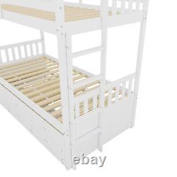 Lits superposés pour enfants en pin massif avec cadre de lit simple de 3 pieds et lit gigogne 3 tiroirs
