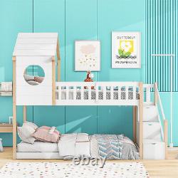 Lits superposés pour enfants et tout-petits en bois de pin, lits superposés doubles, cadre de lit simple de 3 pieds
