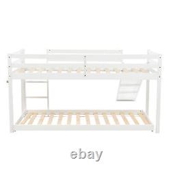 Lits superposés simples en bois de pin de 3 pieds avec cadre de lit pour enfants, avec mezzanine et toboggan.