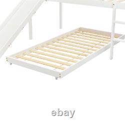 Lits superposés simples en bois de pin de 3 pieds avec cadre de lit pour enfants, avec mezzanine et toboggan.