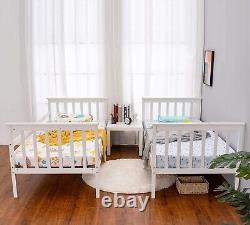 Lits superposés triples Lit double pour enfants Cadre de lit en bois blanc avec escaliers