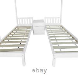 Lits superposés triples avec lit double 4ft6 en bois de pin et table de nuit