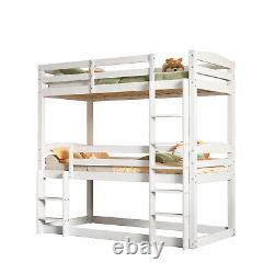 Lits superposés triples pour enfants enfants lit mezzanine haut en pin cadre de lit simple en bois de 3 pieds