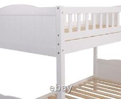 Nouveau lit superposé blanc en bois avec échelle et barrière de sécurité en bois massif