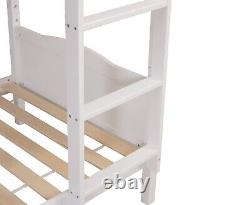Nouveau lit superposé blanc en bois avec échelle et barrière de sécurité en bois massif